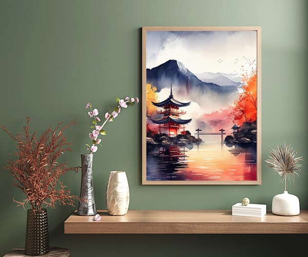 ArtStation - Asian Art, Elegant Japan Art, Chinese watercolor painting ...