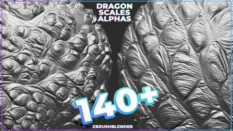 140+ Dragon Scales Alphas for ZBrush (Displacement map) vol.4
