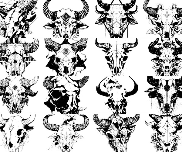 ArtStation - Bull Skull Tattoo | Artworks