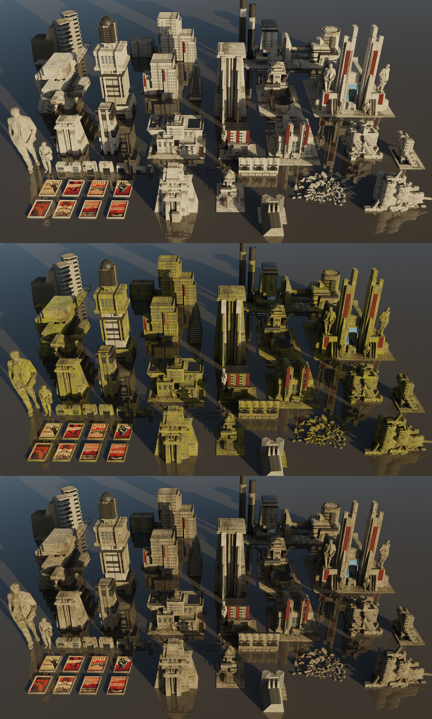 ArtStation Destopian city Brutalism Kitbash Asset Pack Game Assets