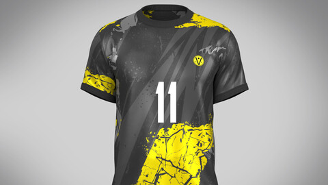 Soccer Football Yellow with Ash color Jersey Player-11