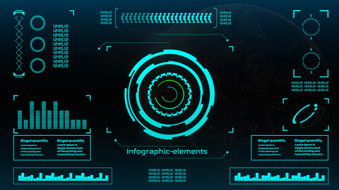 Sci-fi game ui infographic elements