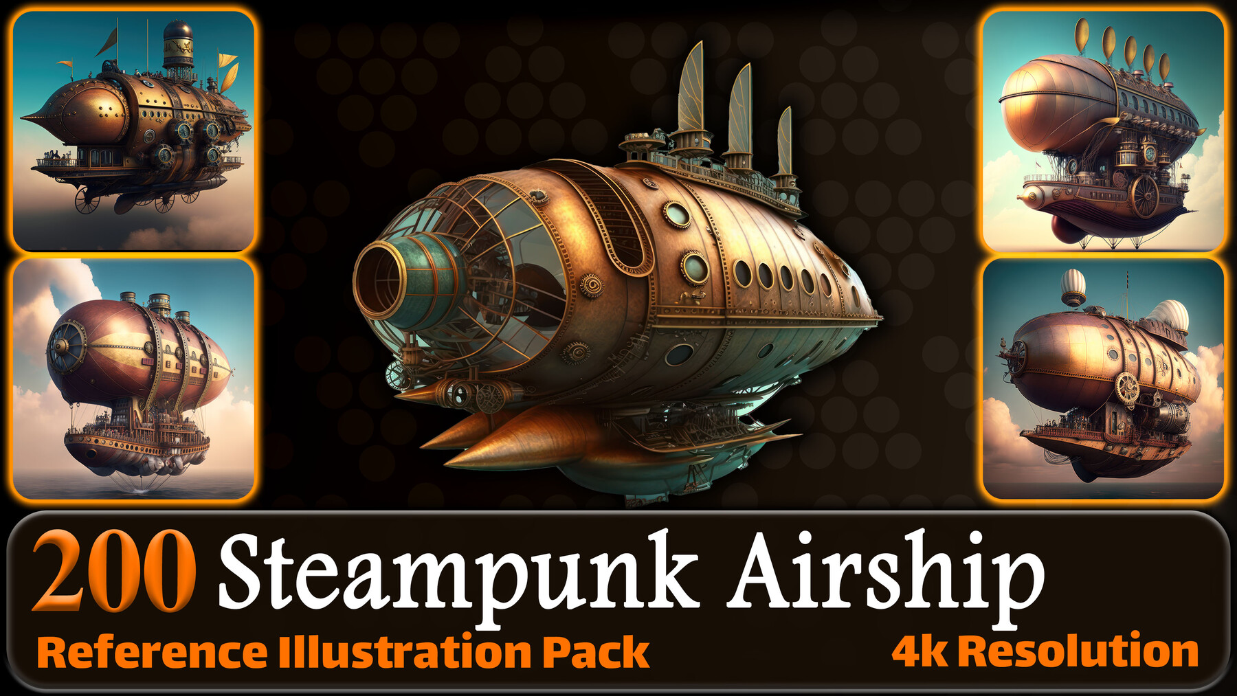 ArtStation - 200 Steampunk Airship Reference Pack | 4K | v.4 | Artworks