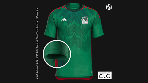 Adidas 23-24 HEAT.RDY Football Shirt Template for CLO 3D & Marvelous Designer