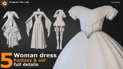 5 dress woman. Fantasy, old