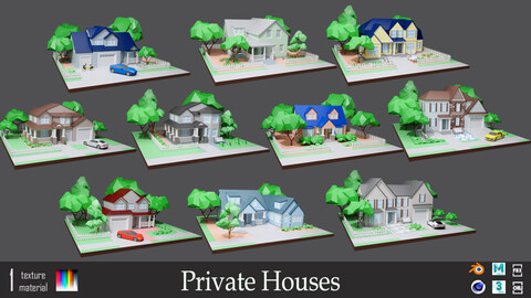 Cartoon private  houses