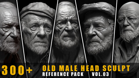 ArtStation - 300+ Old Male Head Sculpt - References Pack, Vol.03