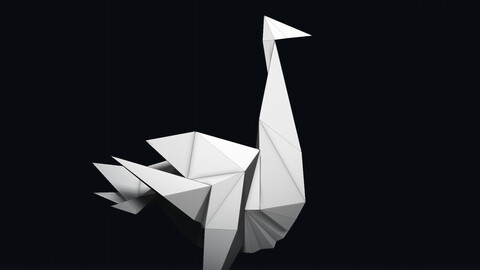 Ostrich in Origami style