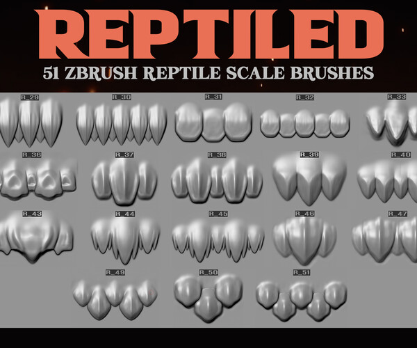 ArtStation - Reptiled : ZBrush Scale Brushes | Brushes