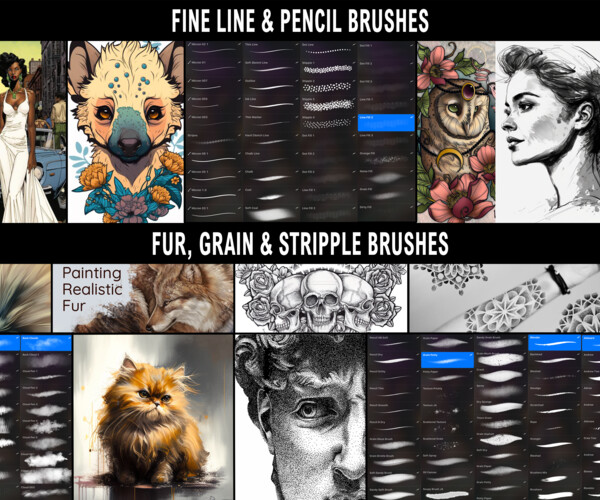 260 Procreate Brushes Character Drawing Kit, Color Palettes, Stamp