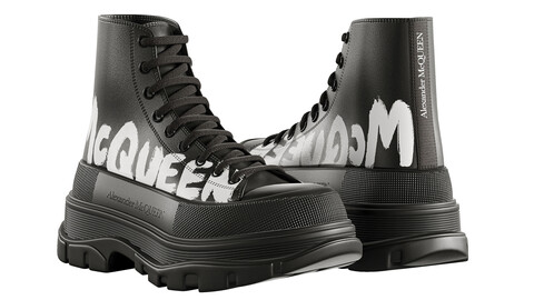 Alexander McQueen Tread Slick Boots in Black white Low-poly 3D model