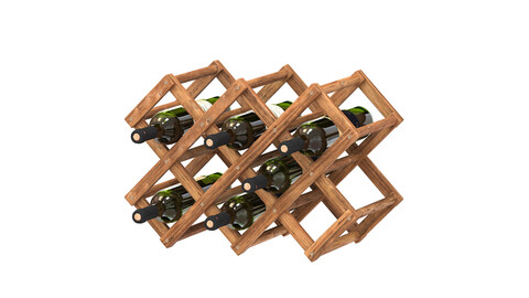 Ethnic Foldable Wooden Rack with Wine Bottles