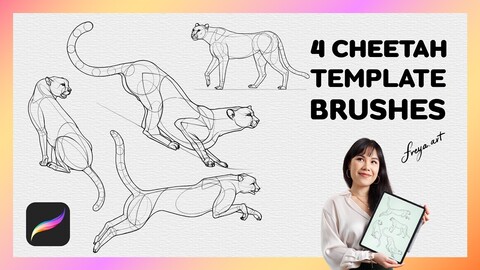 Procreate Cheetah Stamp | 4 Template Procreate Brushes