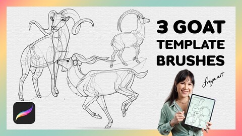 Procreate Goat Stamp | 3 Template Procreate Brushes