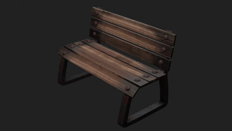 Game ready model of wooden bench