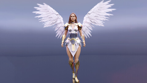 Angelic Female Warrior Character - rigged and Animated