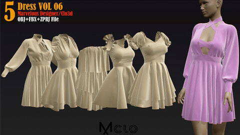 5 Dress_VOL06  (Marvelous/CLO +ZPRJ +OBJ+FBX)