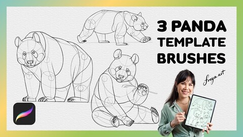 Procreate Panda Stamp | 3 Template Procreate Brushes