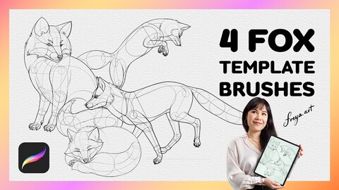 Procreate Fox Stamp | 4 Template Procreate Brushes