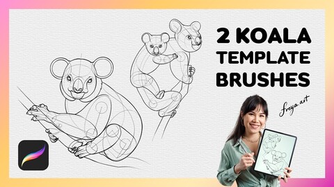 Procreate Koala Stamp | 2 Template Procreate Brushes