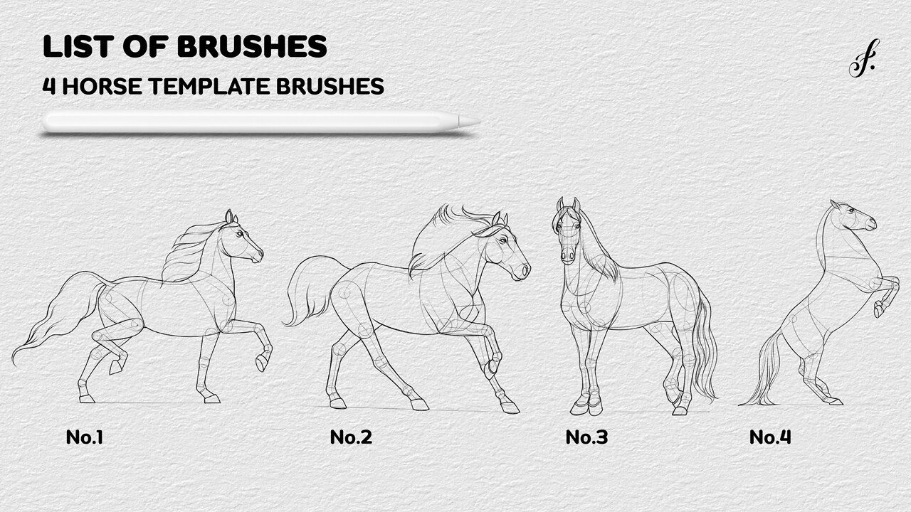 ArtStation Procreate Horse Stamp 4 Template Procreate Brushes Brushes