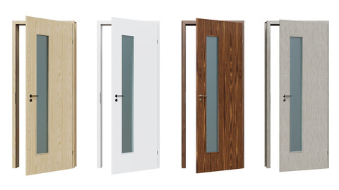 Internal Door (2040x820mm) - Modern With Single Window Design (Archviz Asset)