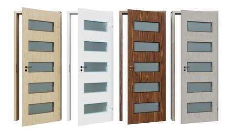 Internal Door (2040x820mm) - Modern With Multi Window Design (Archviz Asset)