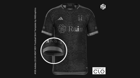 Adidas 23-24 HEAT.RDY Football Shirt Template for CLO 3D & Marvelous Designer