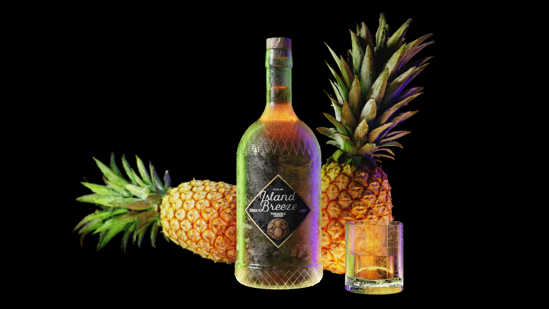 ArtStation 3D ISLAND BREEZE PINEAPPLE LIQUOR BOTTLE Resources