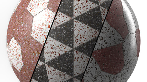 Terrazzo Materials 9- Terrazzo Tiles By 3 Patterns| PBR 4K PNG
