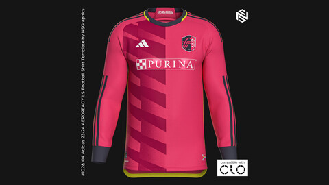 Adidas 23-24 AEROREADY LS Football Shirt Template for CLO 3D & Marvelous Designer