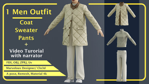 1 set of 3 garments for men with marvelous/ Clo3d + Video tutorial