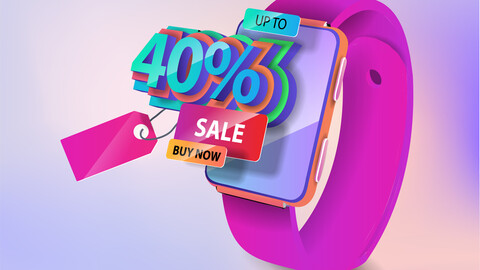 Smart watches and three-dimensional letters 40% discount and red price tag