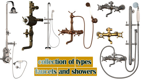 collection of types Faucets and showers