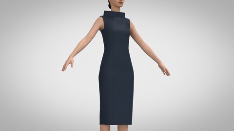 Sheath Dress, Marvelous Designer, Clo3D +fbx, obj