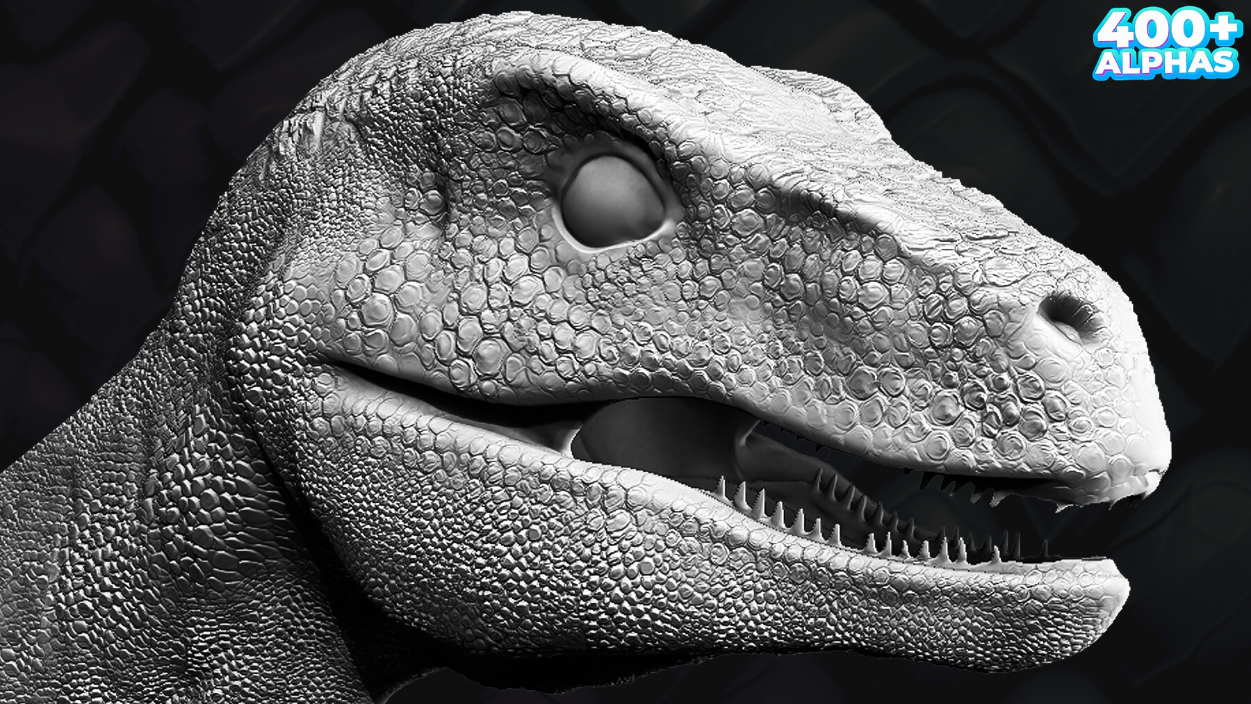 Dragon Skin 50 VDM Brushes for ZBrush. 400+ Dragon Skin Alphas for ZBrush, Blender preview 1