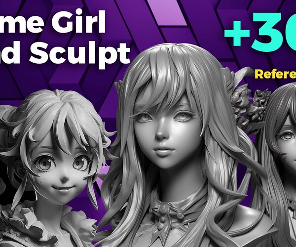 Artstation 300 Anime Girl Head Sculpt 4k Vol02 Artworks 5834