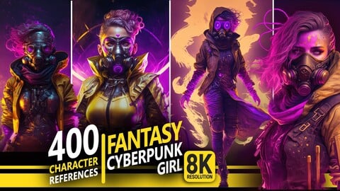400 Fantasy cyberpunk girl - VOL 02 - Character References | 8K Resolution