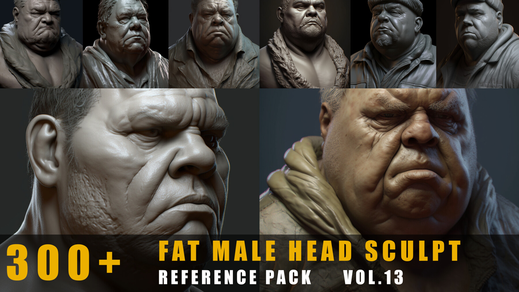 Artstation 300 Fat Male Head Sculpt References Pack Vol13 Artworks