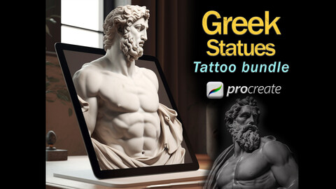 Procreate Greek Statues tattoo bundle | Procreate tattoo | Tattoo flash | Procreate stamps | Tattoo design | Procreate realism