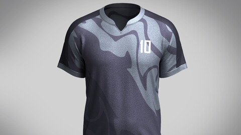 Mens Soccer Gray and Black color Blue Jersey Player-10