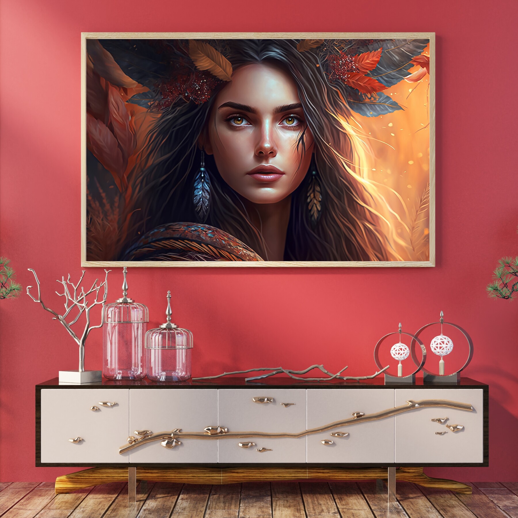 Artstation - Boho Style Painting, Beautiful Girl Painting, Landscape 