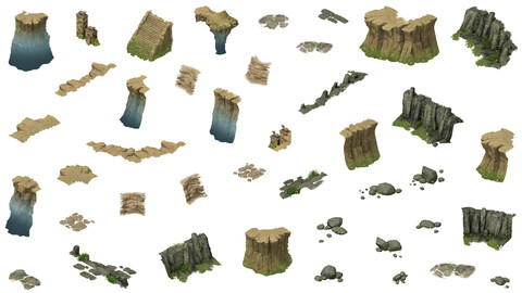 2.5D Rock And Mountain Construction Kit Game Assets