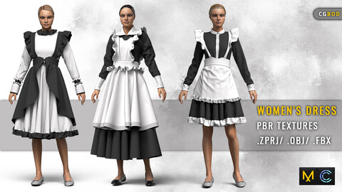 Maid Outfits / Women's Dress / Marvelous Designer