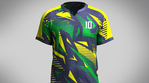 Mens Soccer Green yellow and Blue Jersey Player-10