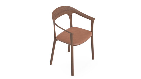Elle Upholstered Chair with Armrest 3D Model