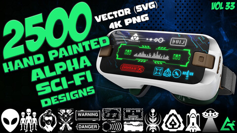 2500 Hand Painted Alpha Sci-Fi Designs (MEGA Pack) - Vol 33