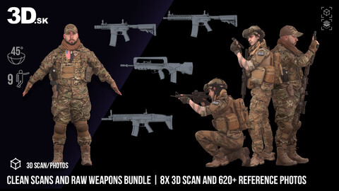 Clean Scans And Raw Weapons Bundle | 8x 3D Scan And 620+ Reference Photos.