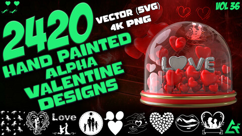 2420 Hand Painted Alpha Valentine Designs (MEGA Pack) - Vol 36