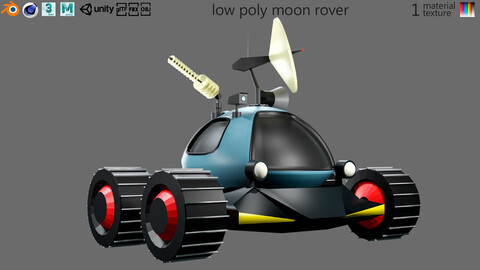 low poly moon rover